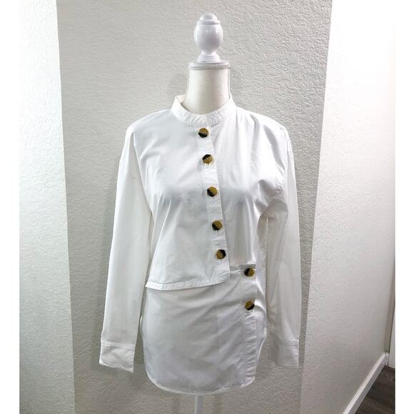 Tibi Asymmetrical Cotton Button Up Shirt - Picture 3 of 11